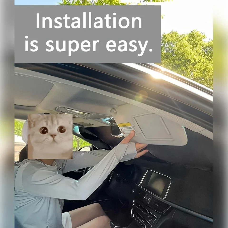 Front Windshield Sunshade Cover with Buckle Closure, Silver-Coated Double Ring Design Polyester Material for Car Sun Protection