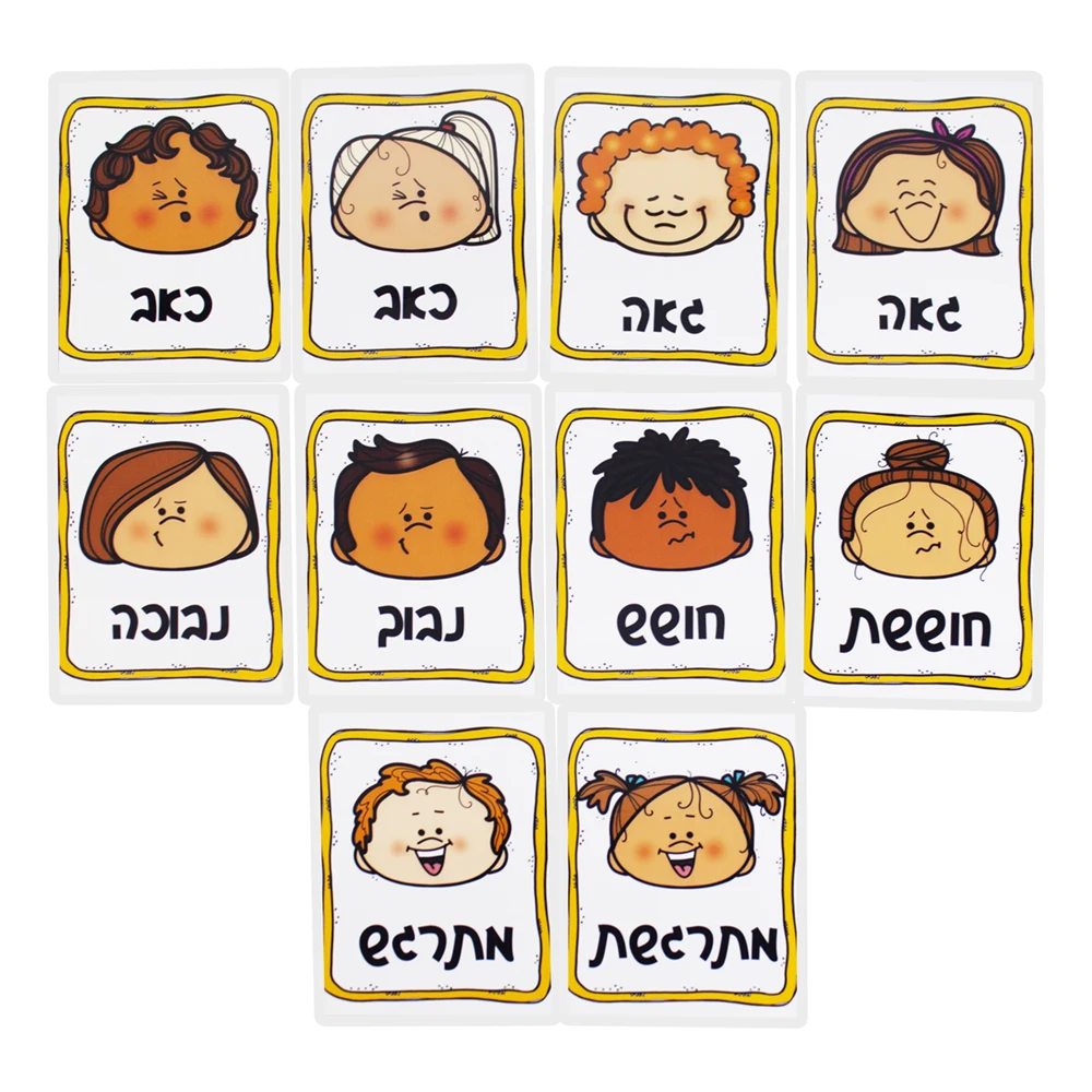 Hebrew Alphabet Boys/Girls Mood/Feeling Phonics Cards Baby Preschool Montessori Learning Early Educational Flashcards For Kids 4