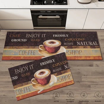 Tappeti da cucina per caffè Tappetino antiscivolo assorbente per camera da letto Zerbino d'ingresso di lusso Tappeto lavabile anti-fatica Tappetino impermeabile lungo e grande 1