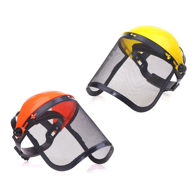 Garden Grass Trimmer Safety Helmet Hat with Full Face Mesh Protective Mask
