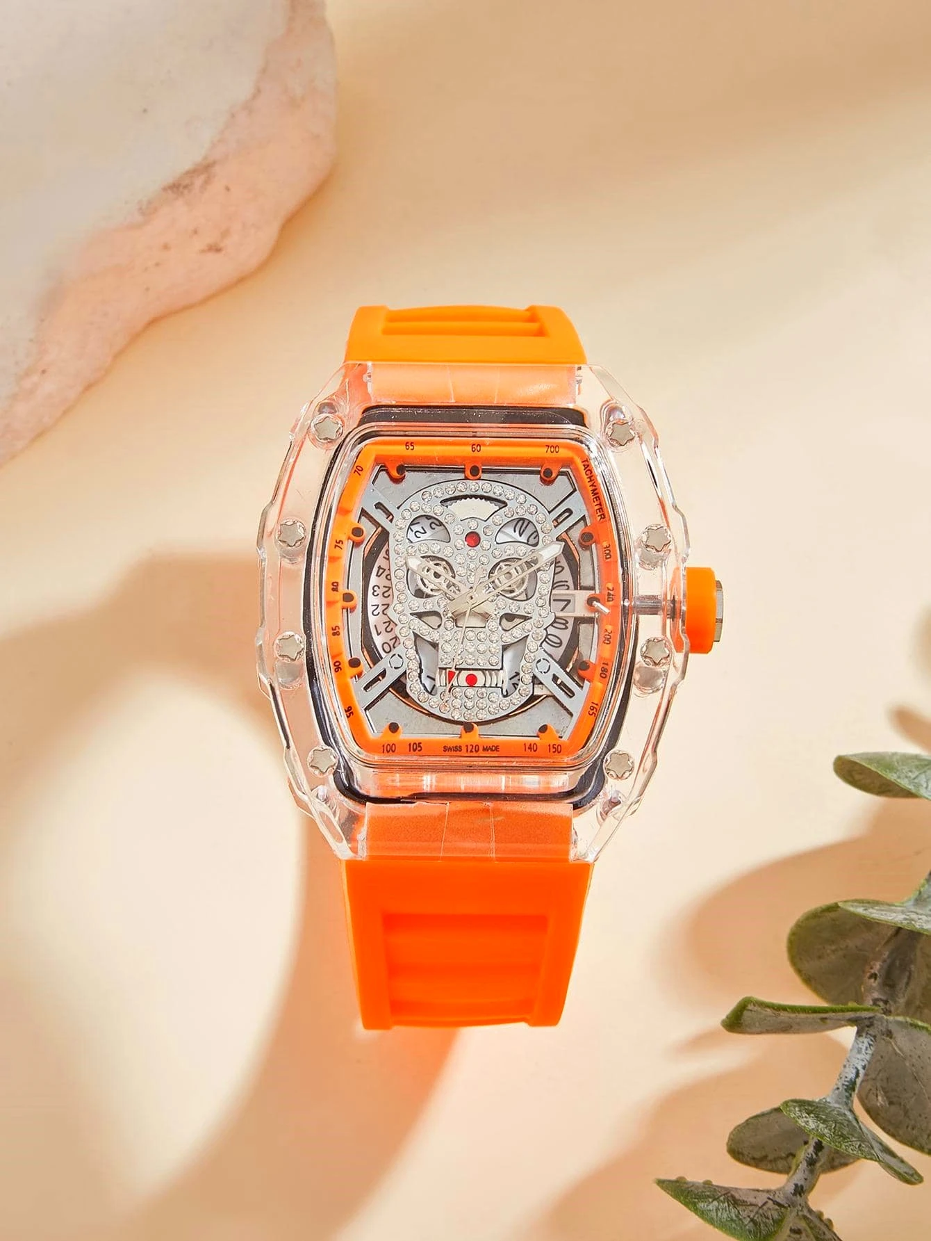 Fashion personality transparent sport retro gear machine quartz watch rubber band quartz watch