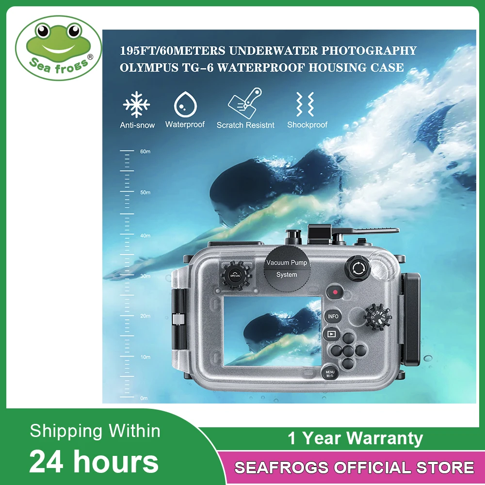 Seafrogs 60M/195 Custodia Per Fotocamera Subacquea Per Olympus Tg 6 Attrezzatura Fotografica Subacquea Custodia Per Fotocamera Impermeabile