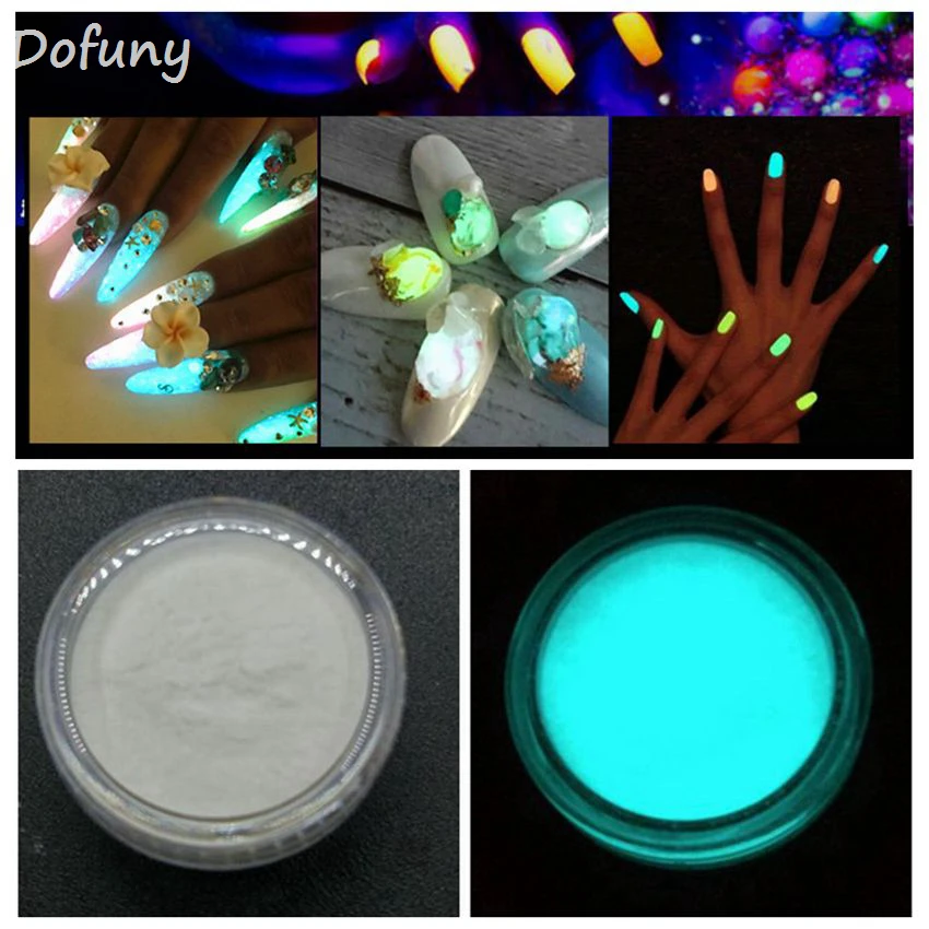 Fluorescent Powder Nail Glitters 1 Box Glow in the Dark Phosphor Pigment For Nail Art Luminous Pigment Beauty Tool Tips