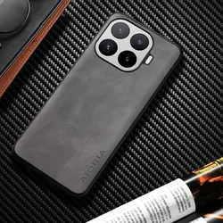 Stylish Premium PU Leather Durable Phone Case for Xiaomi 17 Pro Max (Light Grey)