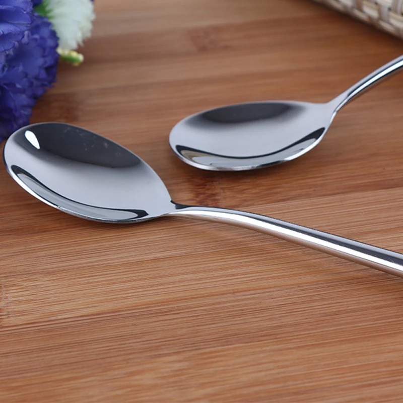 2/6/10 stücke 8.7 ''22cm Lange griff Koreanische Suppe Löffel edelstahl Runde Abendessen löffel Hohl Griff haushalt Geschirr set – Detail 8