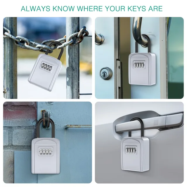 Zinc Alloy Hook Key Box 4 Digit Combination Password Safe Weatherproof Key Safe Security Storage Box 2