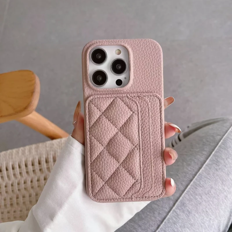 Elegant Solid Color Leather Wallet Phone Case with Twin Card Slots and Bumper Back Cover