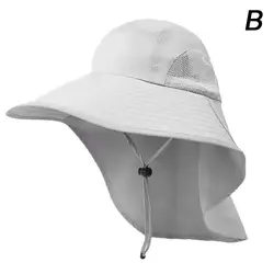 Wide Brim Sun Hat with Neck Flap and Adjustable 50+ UPF Protection (B)