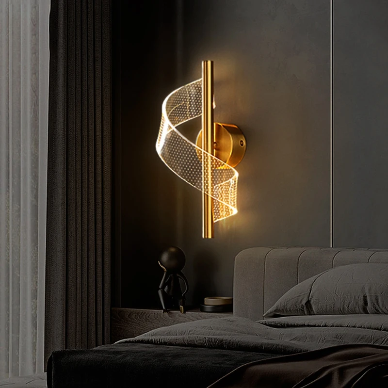 

1 Piece LED Wall Lamp Spiral Indoor Lighting Gold Home Bedside Living Room Corridor Decorative Wall Lamp