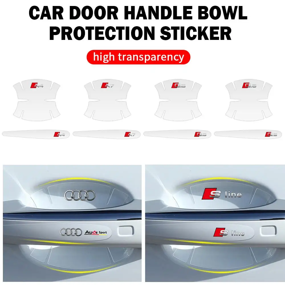 8-Piece Transparent Car Door Handle Anti-Scratch Protector Film Set