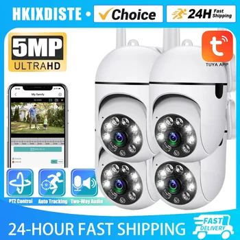 TUYA 5MP Smart Life CCTV Wifi Camera Wireless Security Surveillance Cameras Outdoor Night Color AI Smart Tracking Two Way Audio 1
