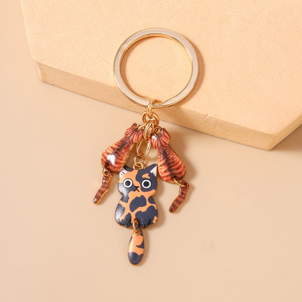 Cartoon-Tier-Schlüsselanhänger, Emaille-Katzen-Charms, Schlüsselringe für Damen und Herren, Handtaschenanhänger, Schlüsselketten, DIY-Schmuckdekoration – Detail 6