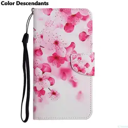Elegant Flip Wallet Leather Case with Butterfly, Flower, Cat, and Flamingo Design - Y6P (Peach blossom)