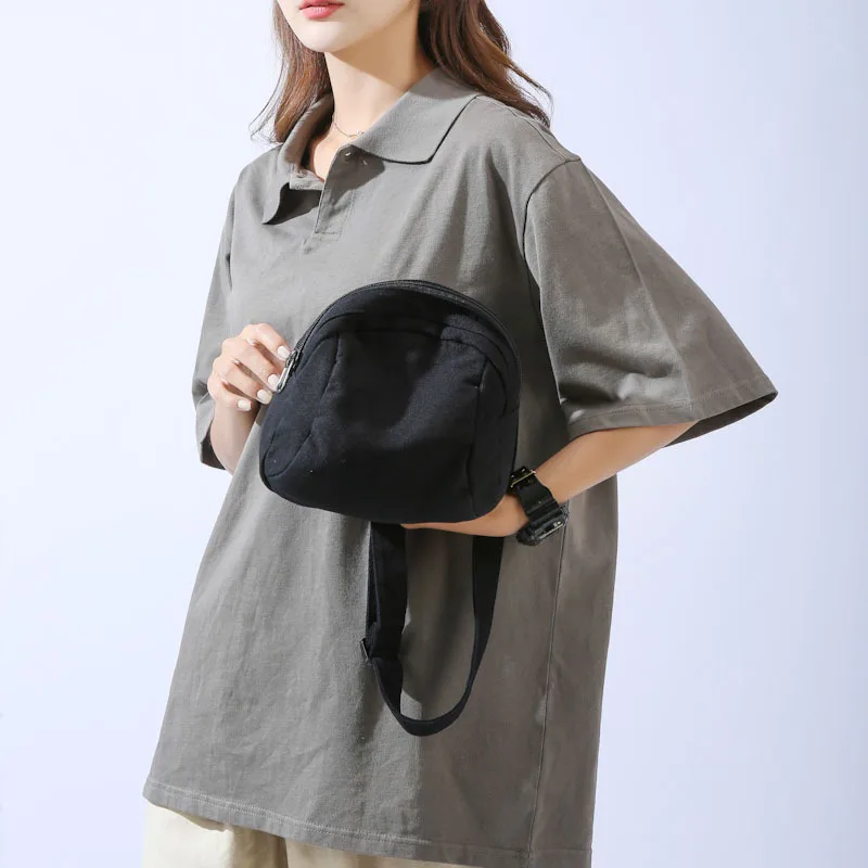 Mini Shoulder Bag Casual Small Bags for Women Crossbody Retro Zipper Student Harajuku Simple Solid Color All-match Square Bag