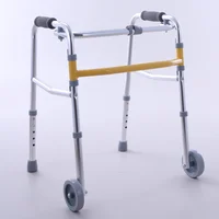 Children's Aluminum Walker Lower Limb Rehabilitation Walker with Wheels Adjustable Training Standing Frame Easy Folding Walker 1