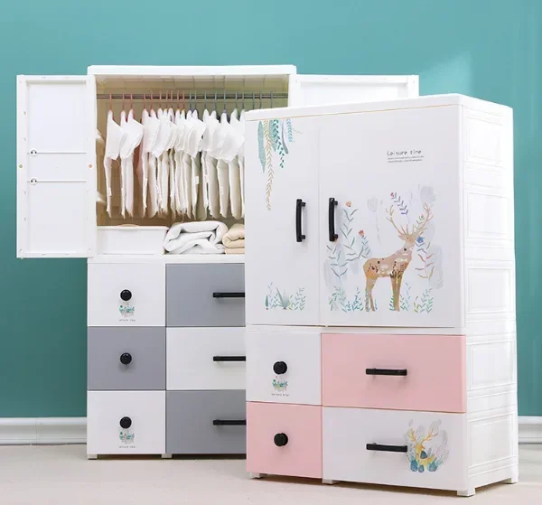 Hot Sale Model Hanging Clothes Storage Cabinet Children's Simple and Thick Drawer Type Wardrobe