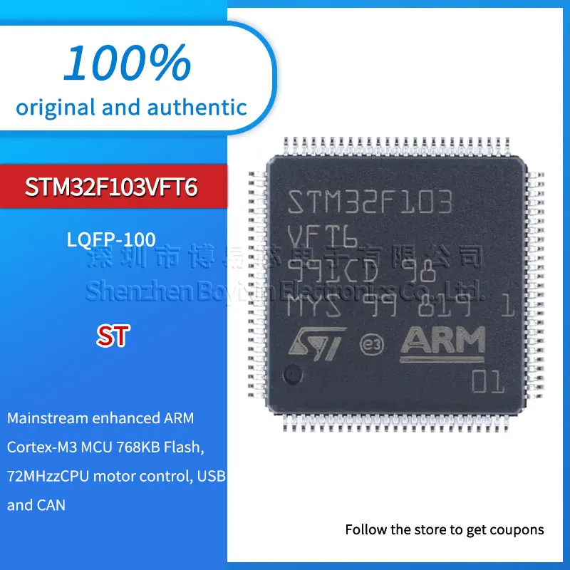 

Original genuine STM32F103VFT6 LQFP-100 ARM Cortex-M3 32-bit microcontroller-MCU IC chip