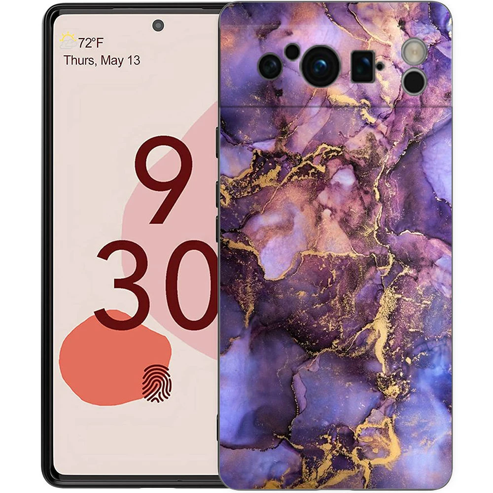 Elegant Marble Design Shockproof Black Silicone Phone Case