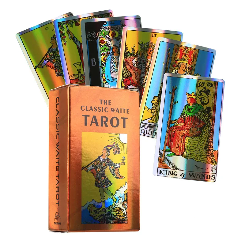 Tarot Cards Holographic Rider Waite Laser Thin Film Divination Card Games