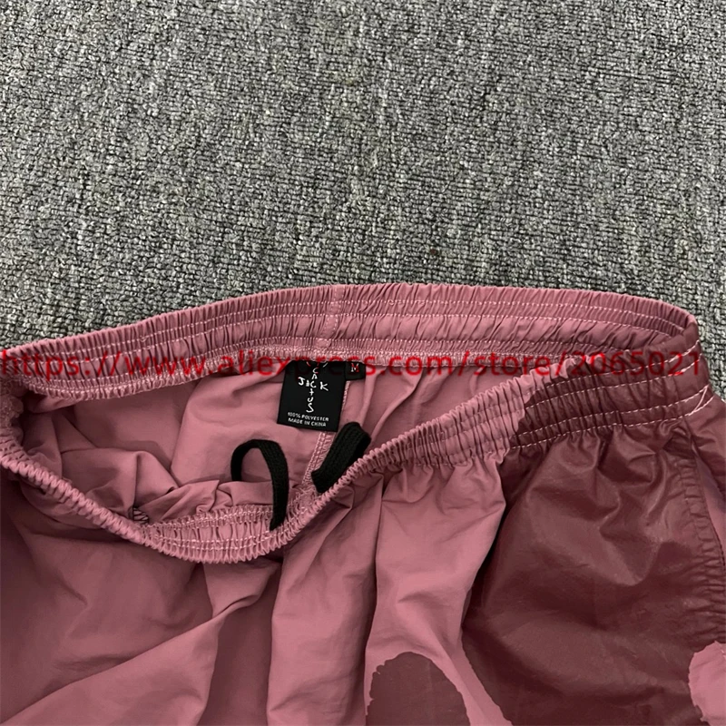 Pink Cactus Jack Embroidery Logo Shorts Men Women 1:1 Top Quality Skull Print Casual Oversize Breeches
