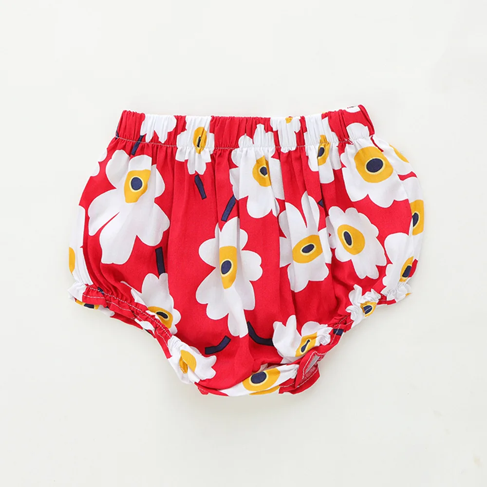 Newborn Girls Pure Color Vest Summer Home Clothes Simple Sleeveless Tops Inside For Baby Printed Short Pants Fashion Cute 2pcs