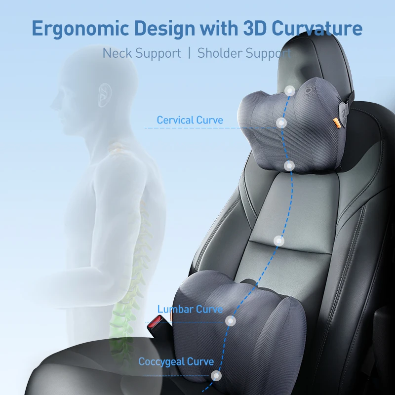 Baseus Car 3d Memory Foam Headrest Waist Pillow Seat Support For