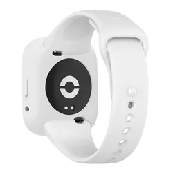 Silicone Watch Band with Protective Case Shell for Redmi Watch 3 Active (White Bundle)