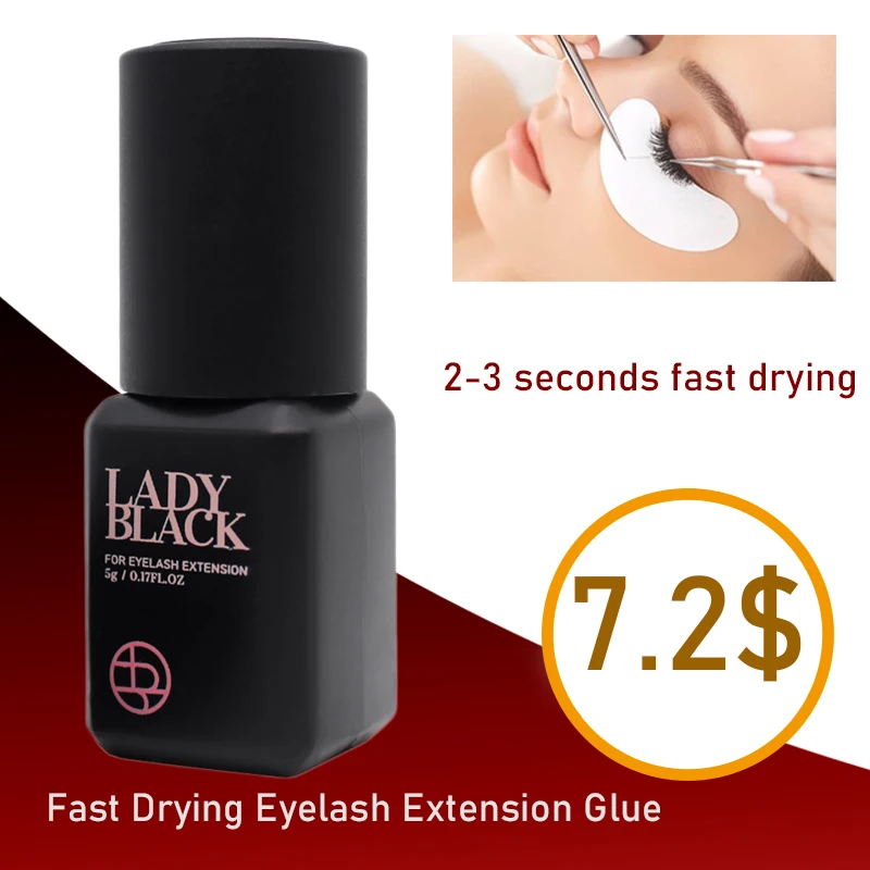 1 Bottle Lady Black Glue For False Eyelash Extensions Original Korea Black Lash Adhesive Makeup Tools Professional Beauty Health 1 bottle lady black glue south korea dry time fastest strongest false eyelash extensions glue 5g makeup tools powerful lash