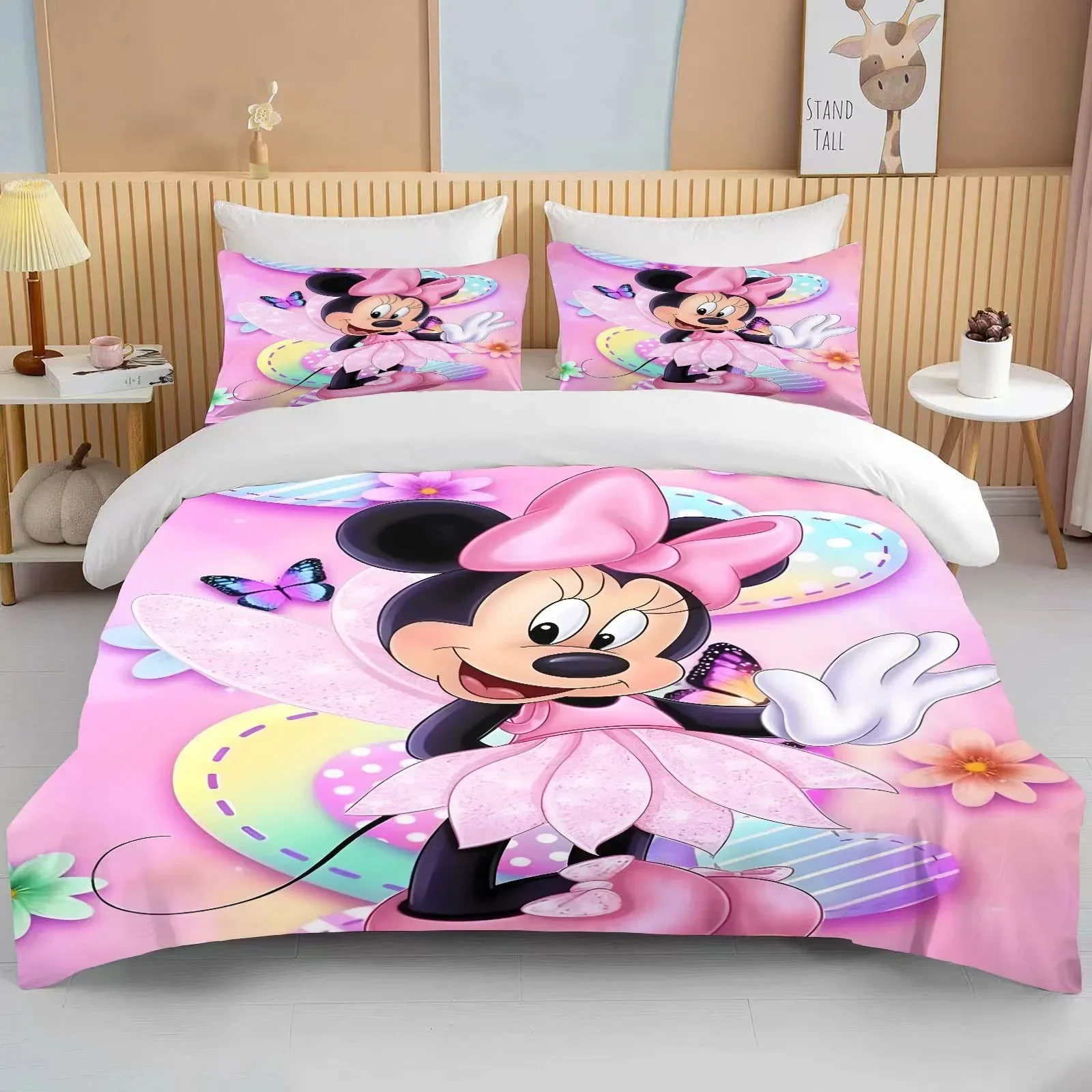 Minnie Mouse Bedding Sets Soft Comforter Cover Bed Cover Duvet Cover Pillow Case 2-3 Pieces Sets Bedroom Decoration 2