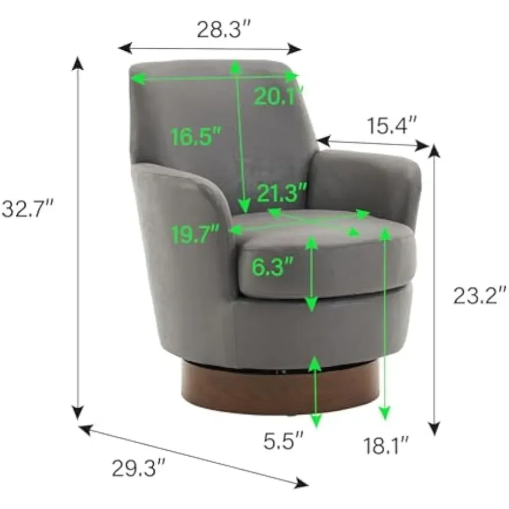 Swivel Barrel Chair Set of 2,Modern Comfy PU Leather Round Swivel Accent Chairs,360 Degree Single Armchair for Living Room, Grey