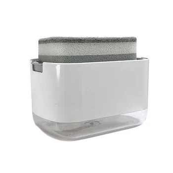 1PC ห้องครัวจานเครื่องจ่ายสบู่ผู้ถือฟองน้ํา,2-in-1 เคาน์เตอร์ปั๊มสบู่, เครื่องจ่ายสบู่สําหรับอ่างล้างจาน 8