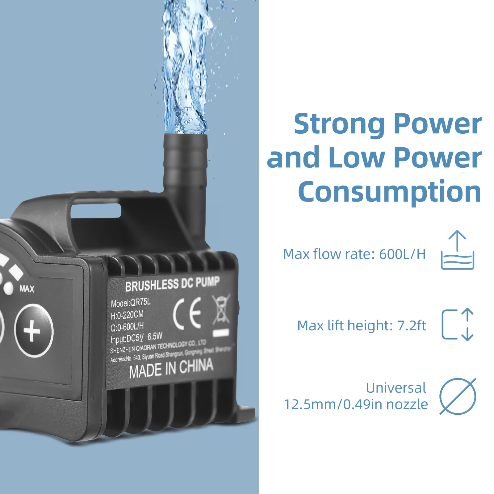 Submersible Water Pump Portable USB 8 Levels Adjustable 0-400L/H 0-600L/H Small Fountain Pump with 0-9.8ft Lift 7.2ft Lift 6.5ft water pump aquarium water pump fish tank pump