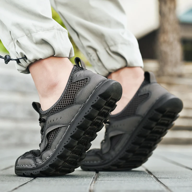 Men Summer Casual Shoes Fashion Breathable Walking Shoes Thick Sole Boat Soft Flat Men Outdoor Non-slip Sneakers