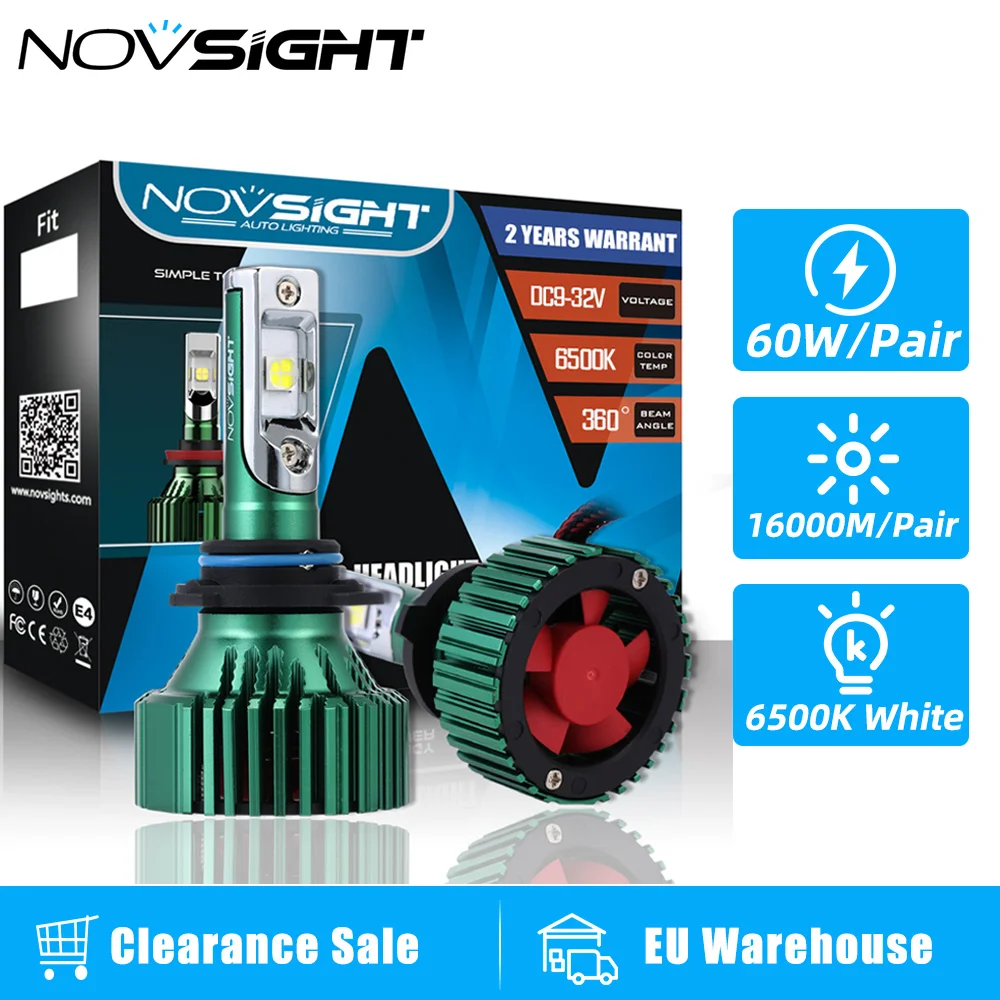 NOVSIGHT 9005 9006 Combo Kit de faros LED de 60000 lm, 800% más