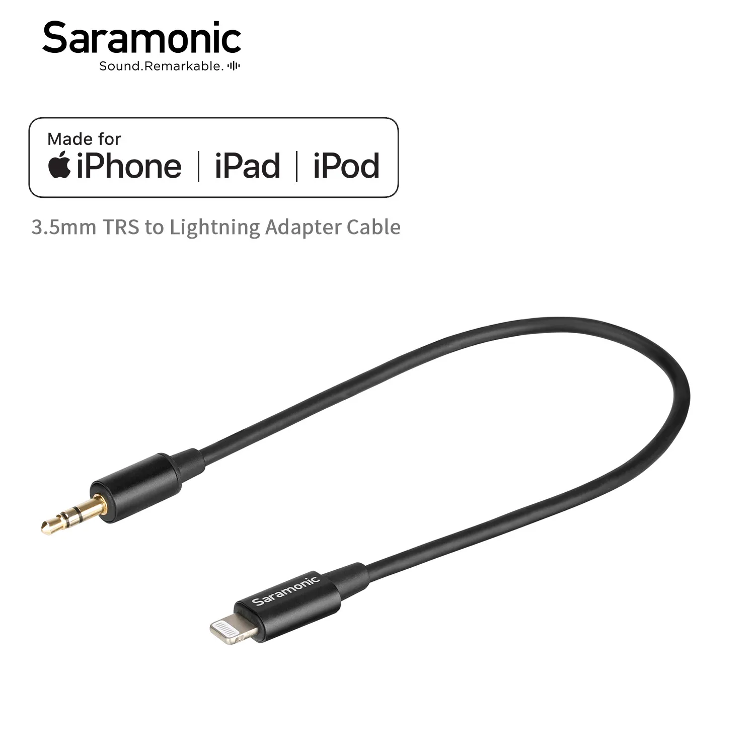 SaramonicSRC200020cmLightningAdapterCable35mmMaleTRStoApple