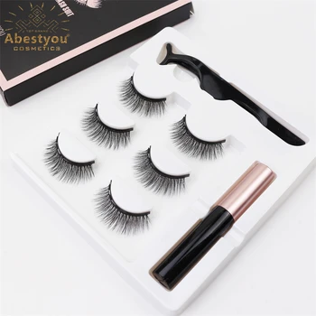 Abestyou 방수 액체 양자 마그네틱 3D 속눈썹 세트, 어플리케이터 래쉬 박스, 포장 Werkzeug 메이크업 도구, 도매