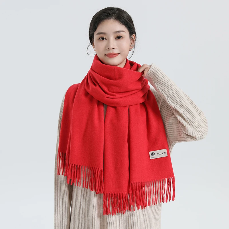 Autumn and winter new solid color couple cashmere scarf Joker wool scarf for men and women high sense warm shawl.