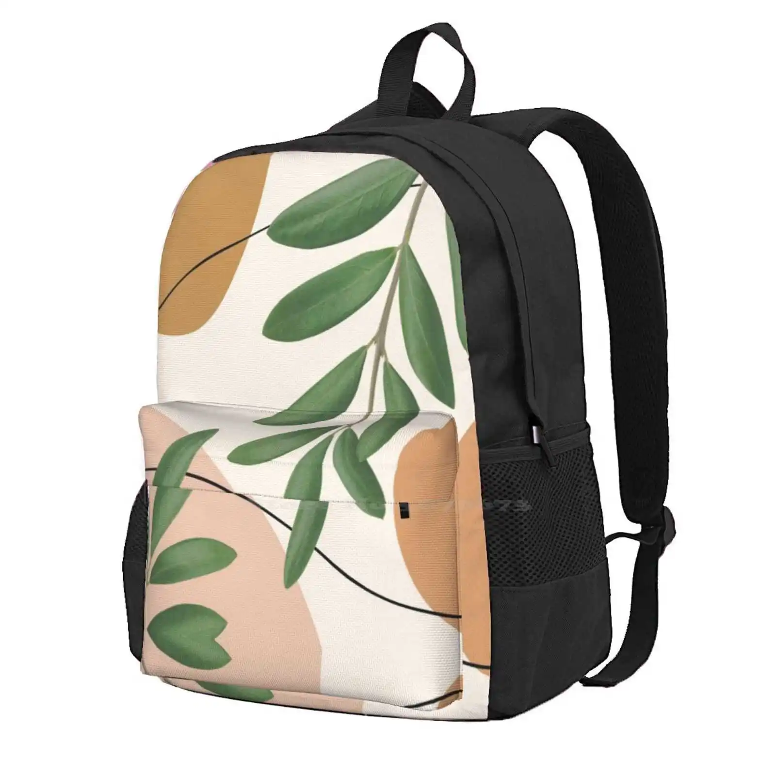 

Abstract Organic Botanical Backpack For Student School Laptop Travel Bag Abstract Terracotta Minimalist Boho Scandinavian Retro