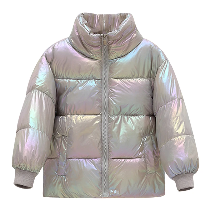 winter new baby thickened cotton padded jacket boys and girls bright face hooded down jacket children's coat