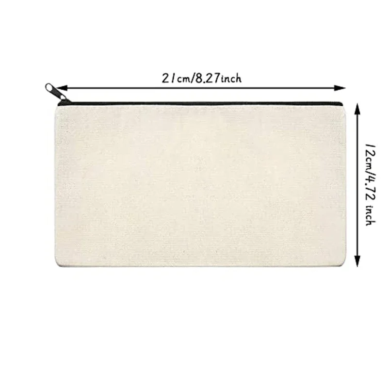 10pcs/set White Canvas Zipper Bags Large Coin Money Wallet Bags DIY Craft Pouches Multifunctional Students Pencil Stationery Bag