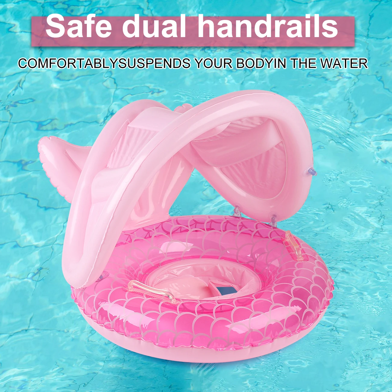 1PC Thick Pink Mermaid Covered Swimming Pool Float, Water Inflatable Swim Ring, Floating Underarm Ring, Inflatable Underarm Ring swimming ring,swimming pool float