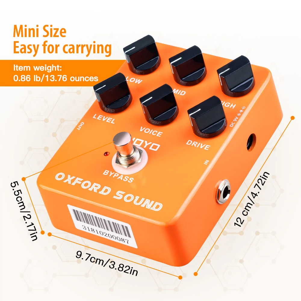 JF-22 OXFORD SOUND Distortion Guitar Pedal Classic 70's British Rock Distortion