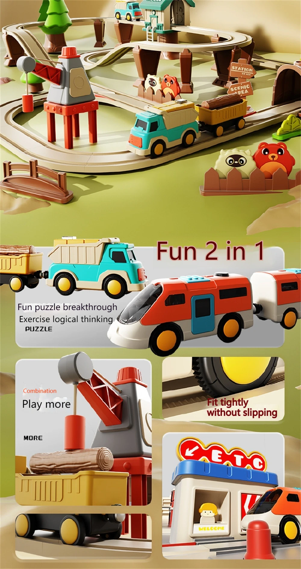 Ingenieur Elektrische Abenteuer Schiene Zug Pädagogisches Spielzeug Diy High-speed Zug Track Modell Auto Kinder Spielzeug für Jungen Kinder geschenke – Detail 2