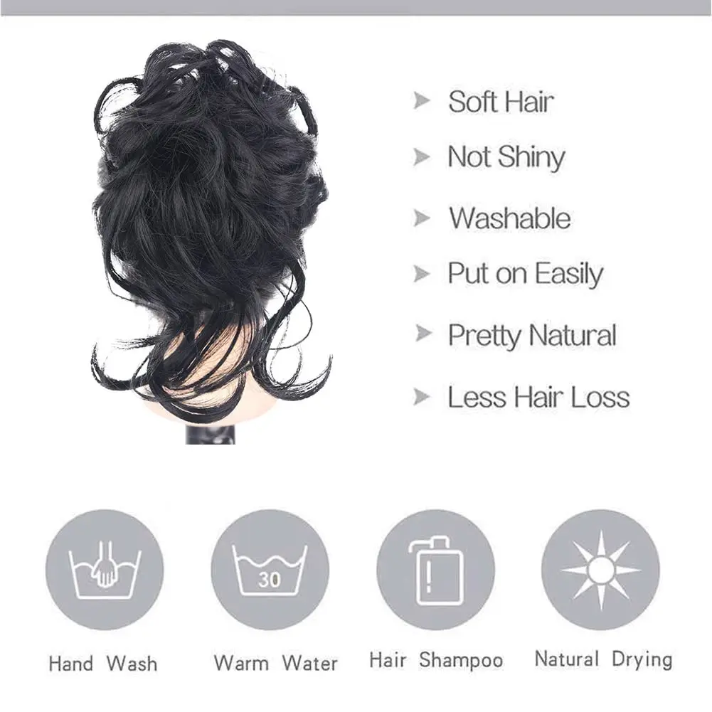 합성 곱슬 머리 롤빵 클로 Chignon 클립 헤어 롤빵 변태 가발 클립 헤어 익스텐션 Scrunchy Natural For Hairpiece Women