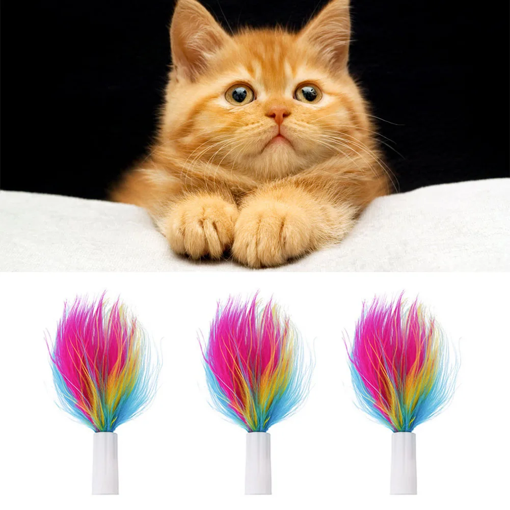 3pcs Cat Stick Feathers Accessories Automatic Stick Feathers Replacement Head Teaser Cat Toys Interactive Electric Cat Toys