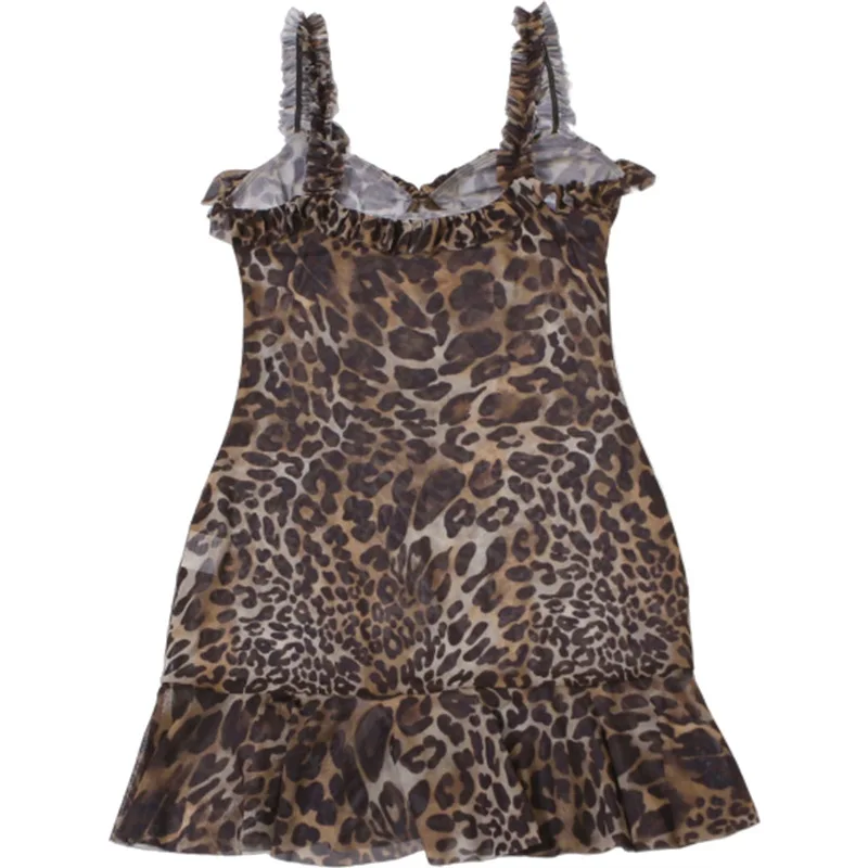 JULISSA MO Sexy Backless Print Leopard Women Dress Spaghetti Strap High Waist Dress Female Summer Skinny Elegant Party Clubwear