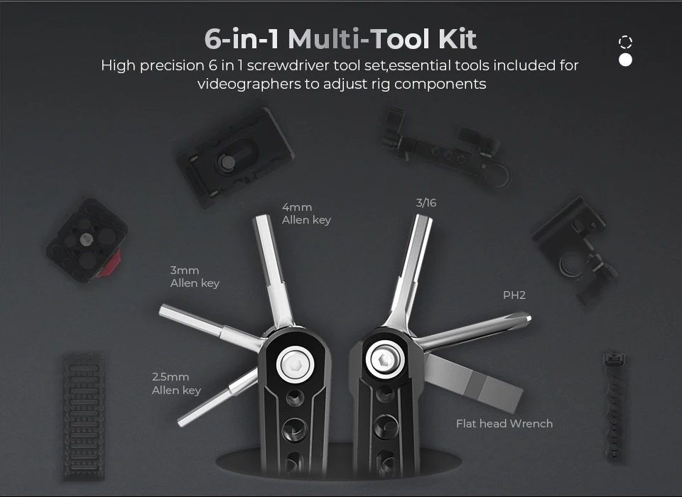 Folding 6-in-1 Functional Tools Universal DSLR Camera Rig Pocket Tool Set with S