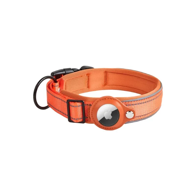 Personalized Pet Collar Leather Anti lost Collar for Airtag Location Tracker Protective Case Adjustable Design