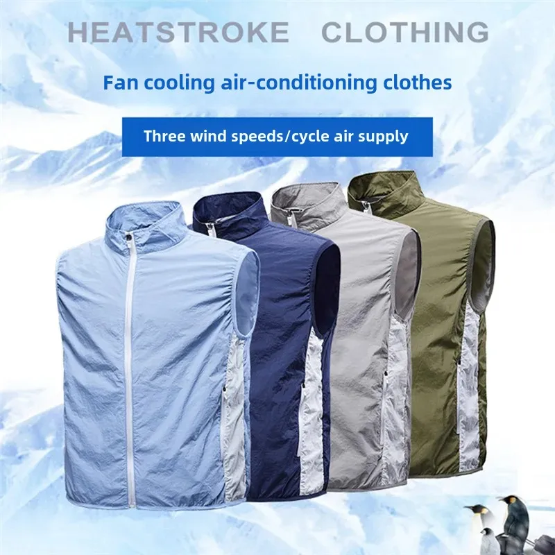 Casual Summer USB Powered Air Conditioning Vest With Fan Anti-Sunshine Heat Protection Working Clothes
