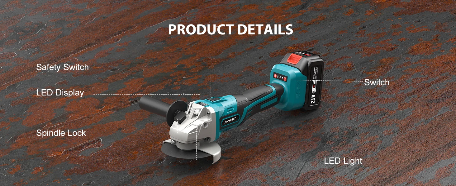 21V Cordless Grinder Kit Angle Grinder Metal Grinder 4.0Ah Lithium-Ion Battery Grinder Power Tools